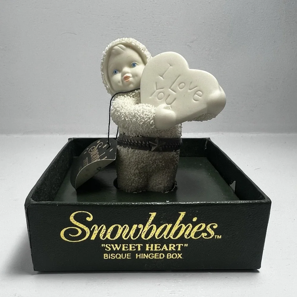 Dept 56 Snowbabies Sweet Heart Hinged Trinket Box 68930 Bisque Porcelain BOX
